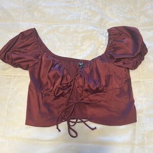 Elegant Burgundy Puff Sleeve Top